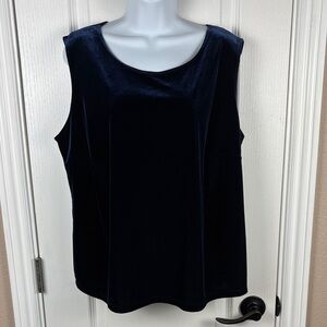 MSK Women's Navy Velvet Stretch Sleeveless Going Out Party Tank Top Size 2X